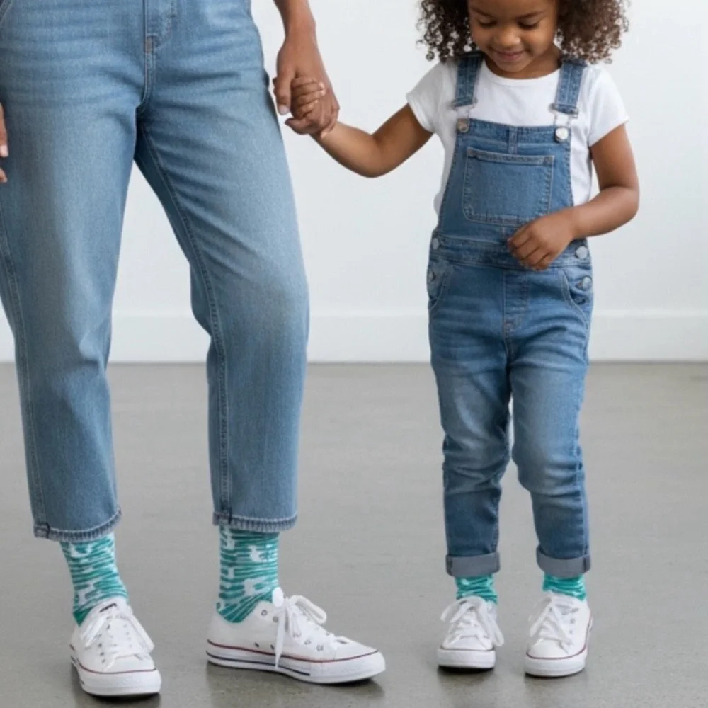 NWT- BELLAS MOMMY & LIL’ SWEETHEART Aqua Striped MERMAID Socks 2 PAIRS